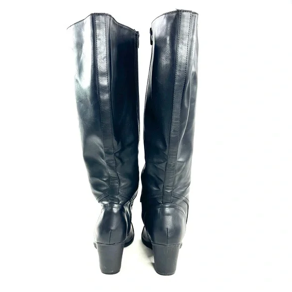 Torrid Wide Calf Women Size 9.5 Black Faux Leather Boot Knee High Lace up Zip - Picture 4 of 11